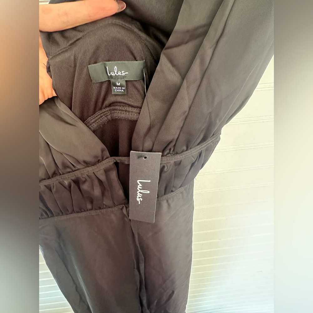 Lulus I'm All Yours Black Satin Cutout Ruffled Maxi Dress - Picture 7 of 8